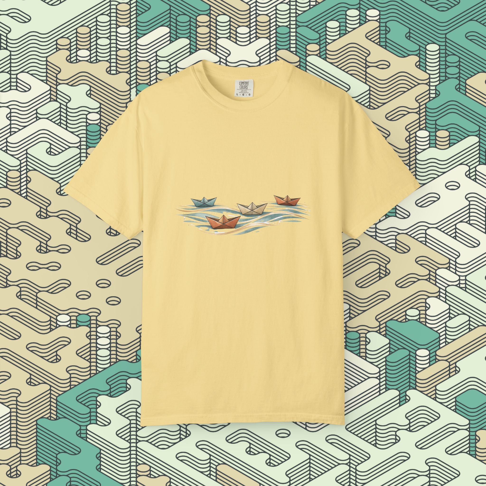 Boats Over Water Origami T-Shirt