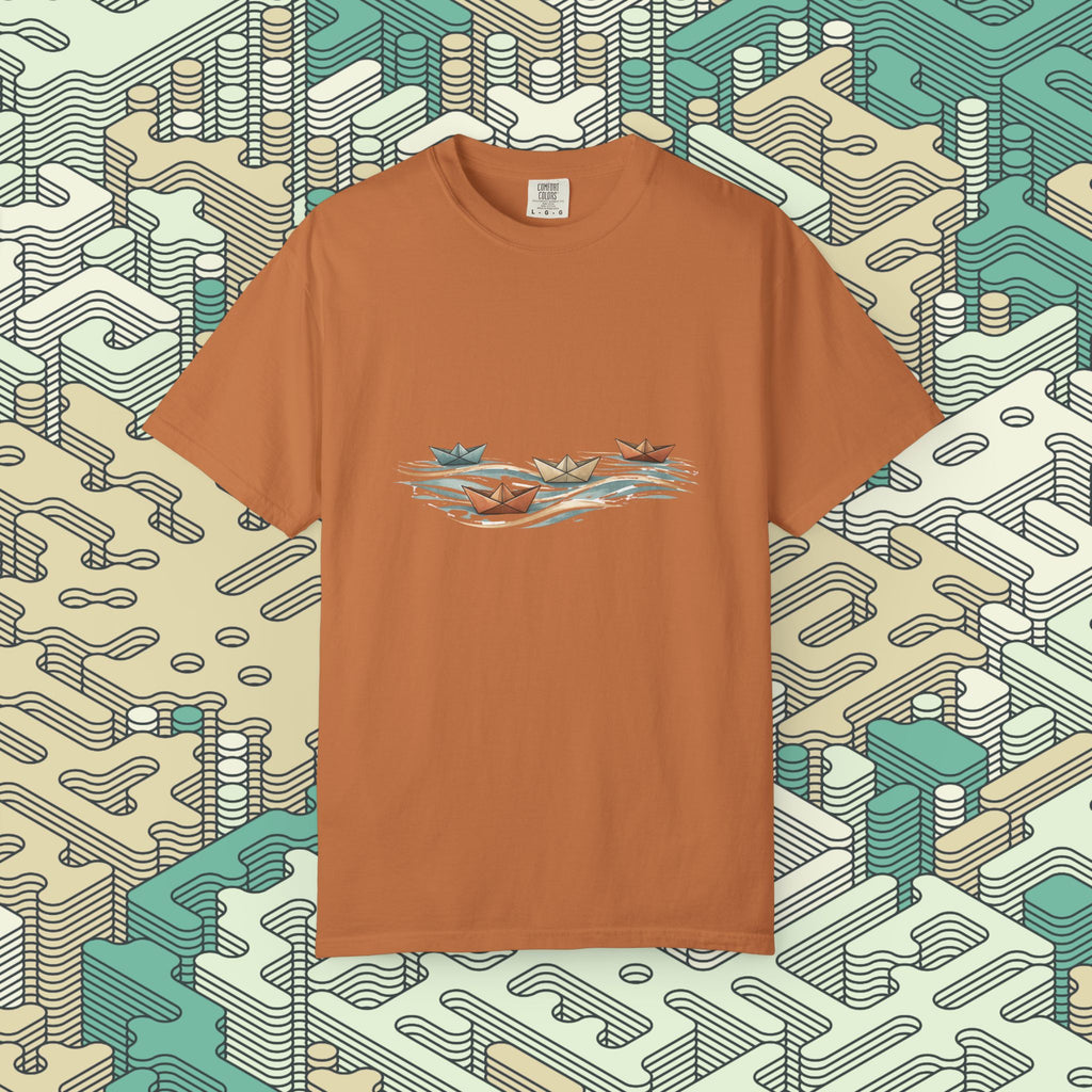 Boats Over Water Origami T-Shirt