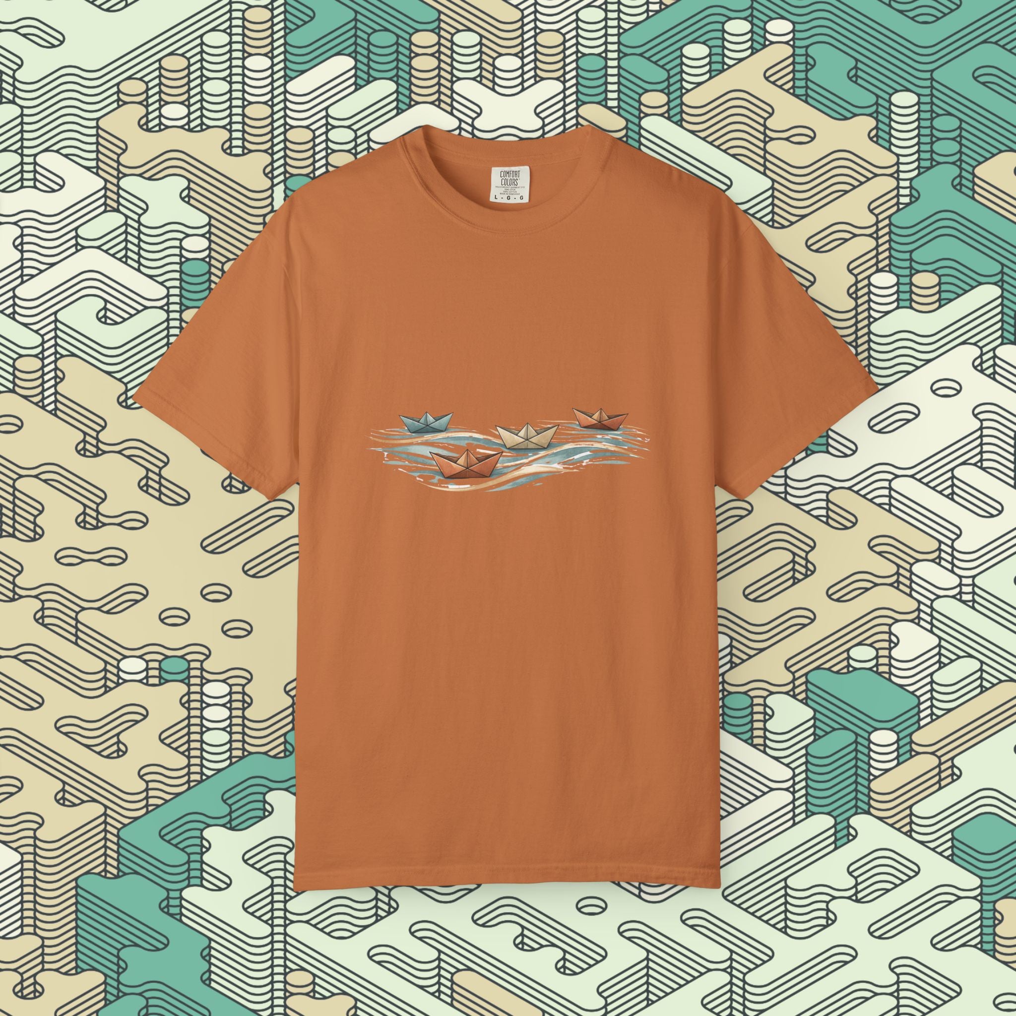 Boats Over Water Origami T-Shirt