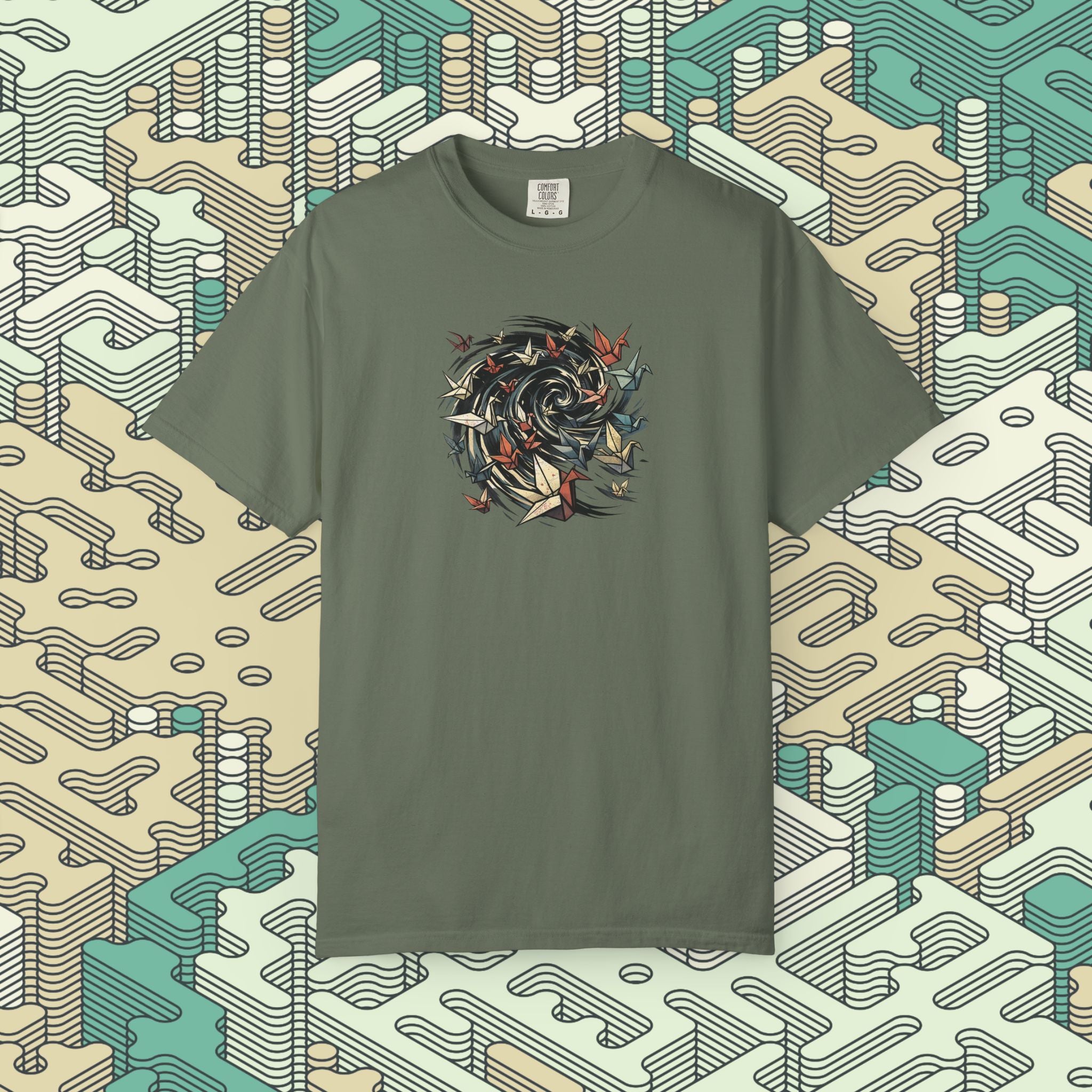 Origami Swirl of Birds T-Shirt