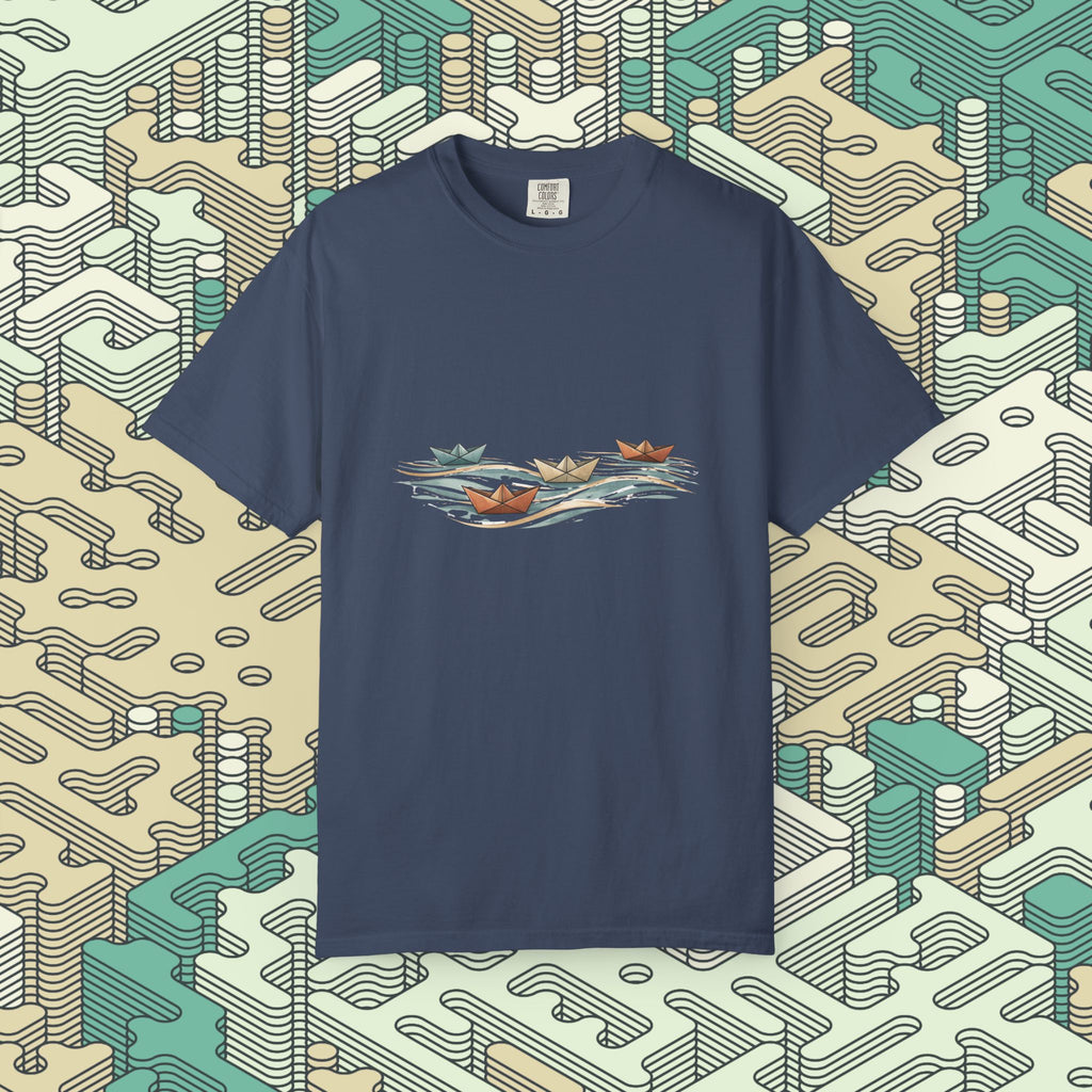 Boats Over Water Origami T-Shirt