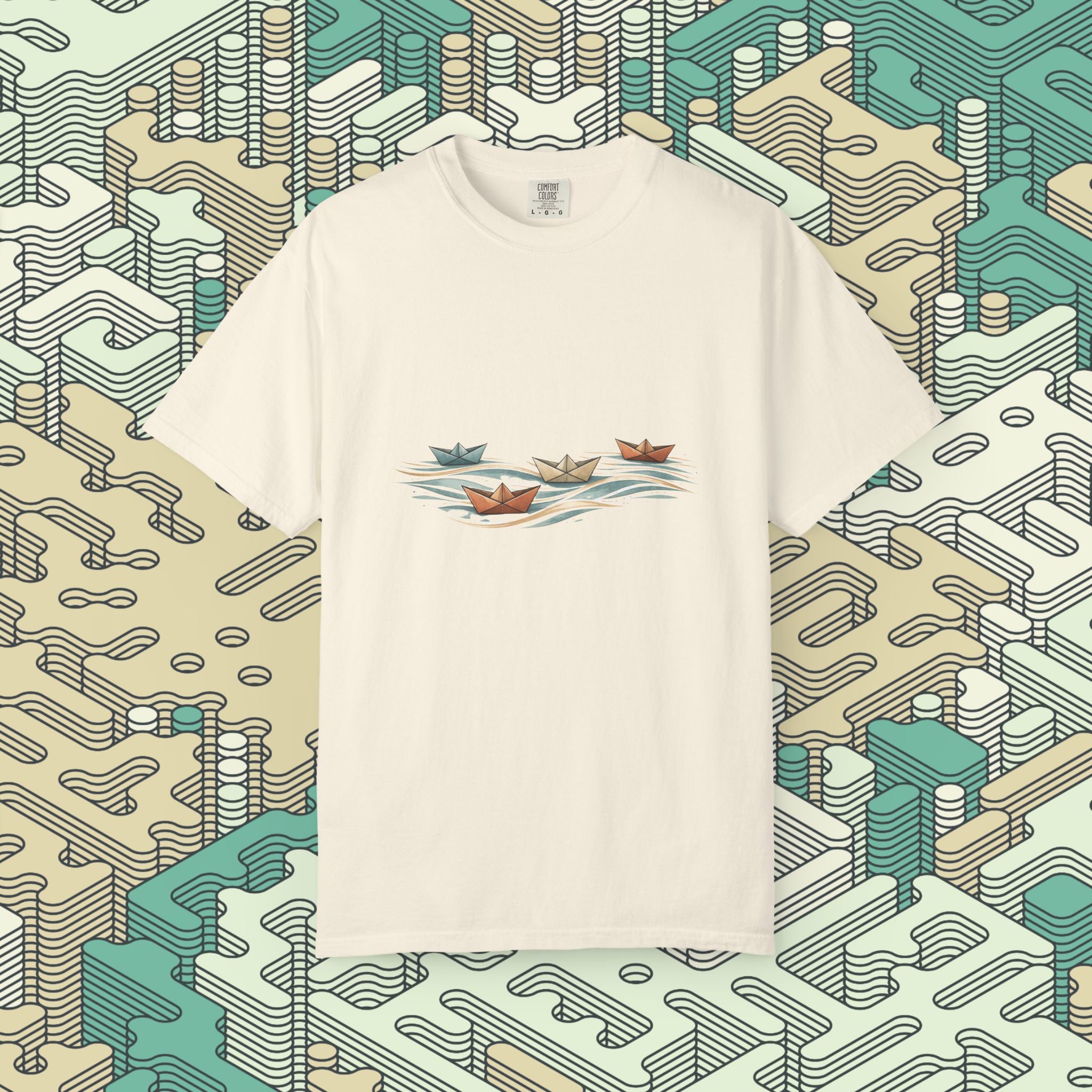 Boats Over Water Origami T-Shirt