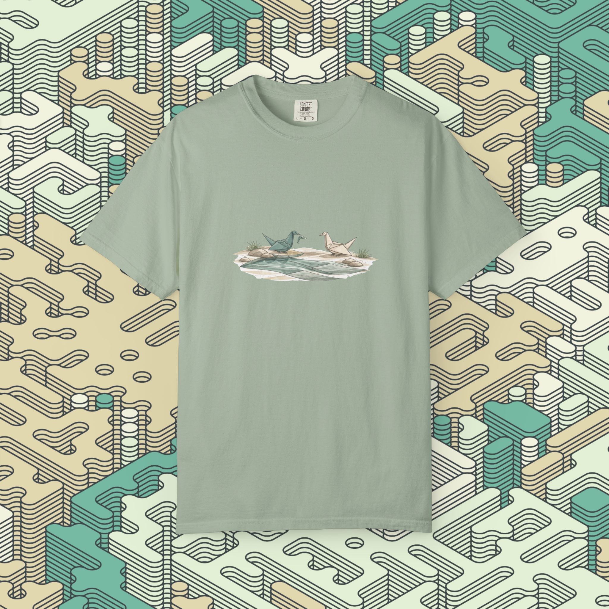 Origami Fishing Birds T-Shirt
